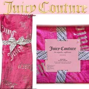 Juicy Couture Home Silver Foil JC Juicy Diagonal Logo Throw Blanket